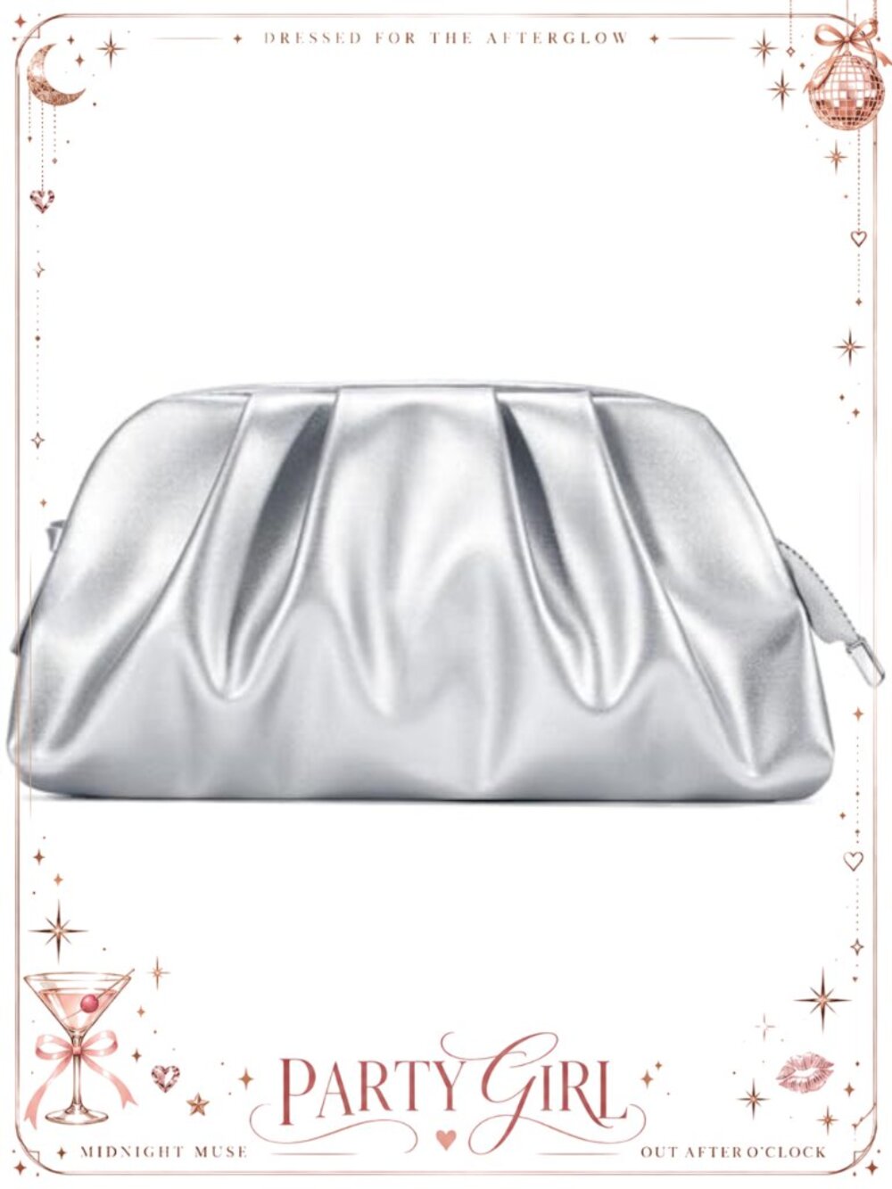 Pleated PU Vegan Leather Clutch – Evening Bag for Wedding Prom Cocktail Party